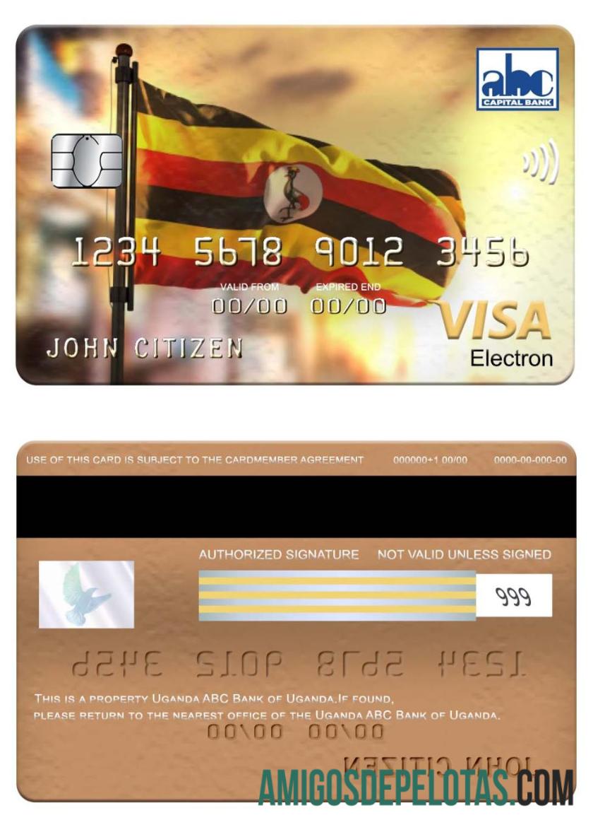 Uganda ABC Banco de Uganda Visa Electron amostra